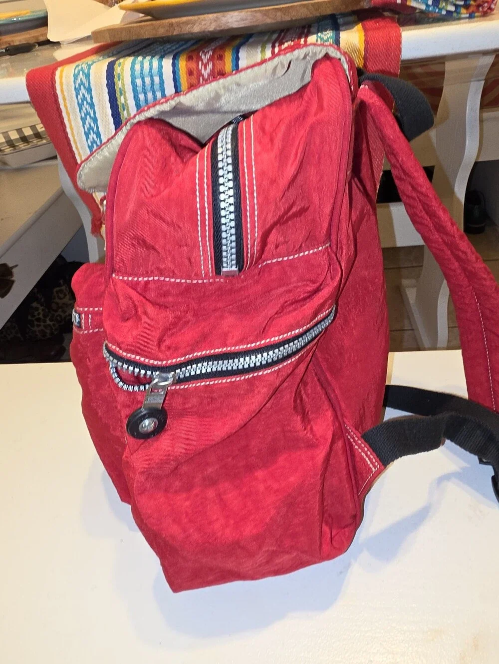 KIPLING Vintage Red Backpack, Very Good Pre-owned Condition!